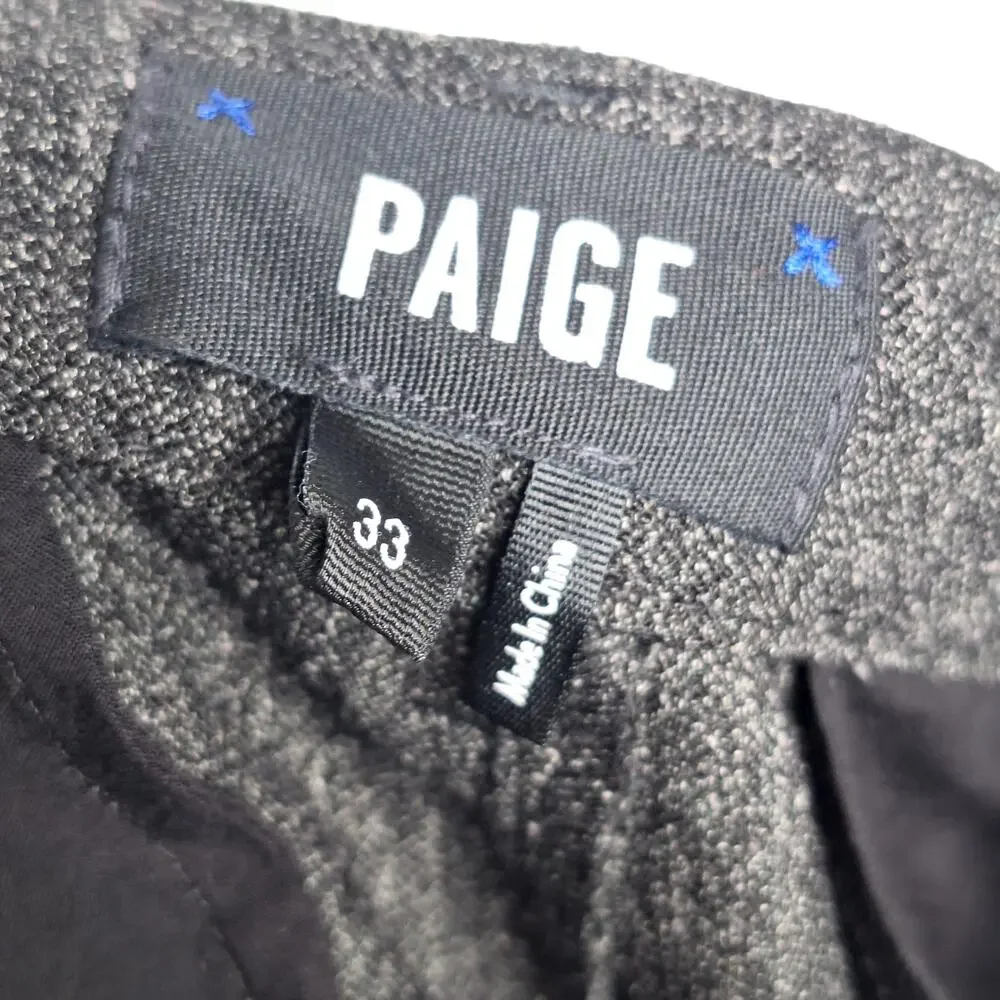 Paige Men's Elmwood Jogger Hybrid Dress Pants 33 Black Coffee Black Gray Tweed